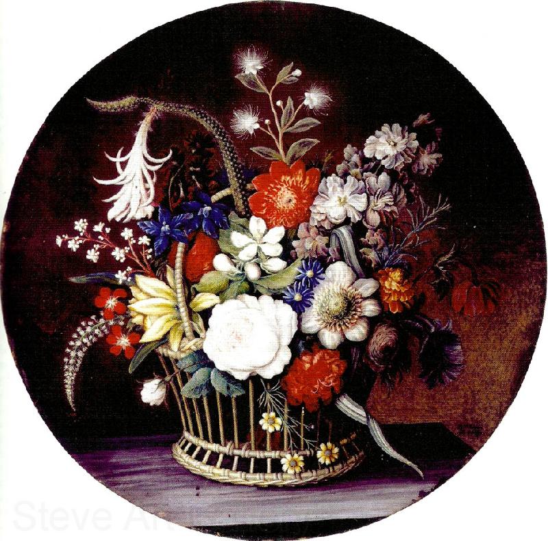 magdalene margrethe barens korg med blomster Germany oil painting art